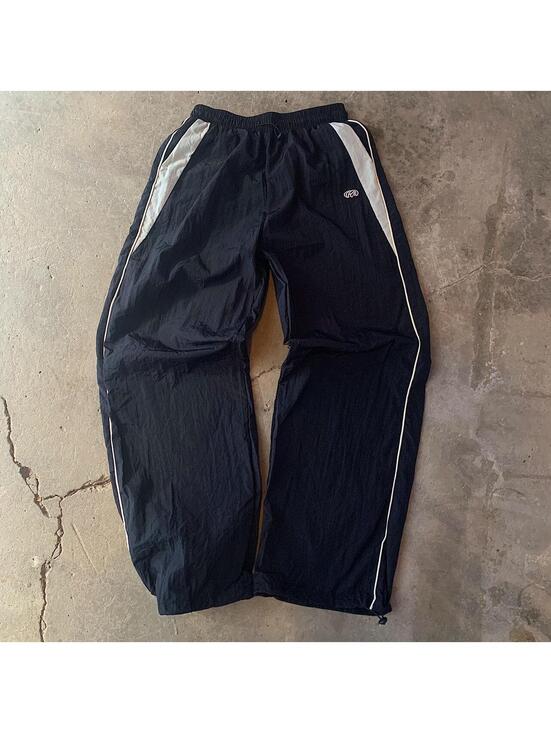 Pants - Baggy loose lightweight striped black and white windbreaker pants. Very nice